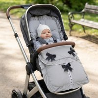 Plain Grey/Black Footmuff/Cosytoes With Large Bows & Lace